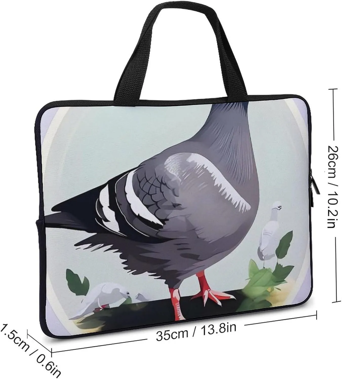 Grey Pigeon Print Laptop Bag Durable Laptop Sleeve Water-Resistant Notebook Bag for Computer Or Tablet