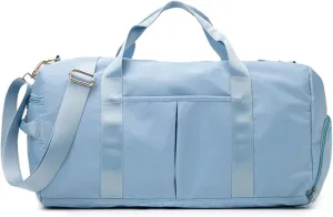 Gym Bag for Women with Shoe Compartment Durable Lightweight Yoga Large Handbag (Blue)