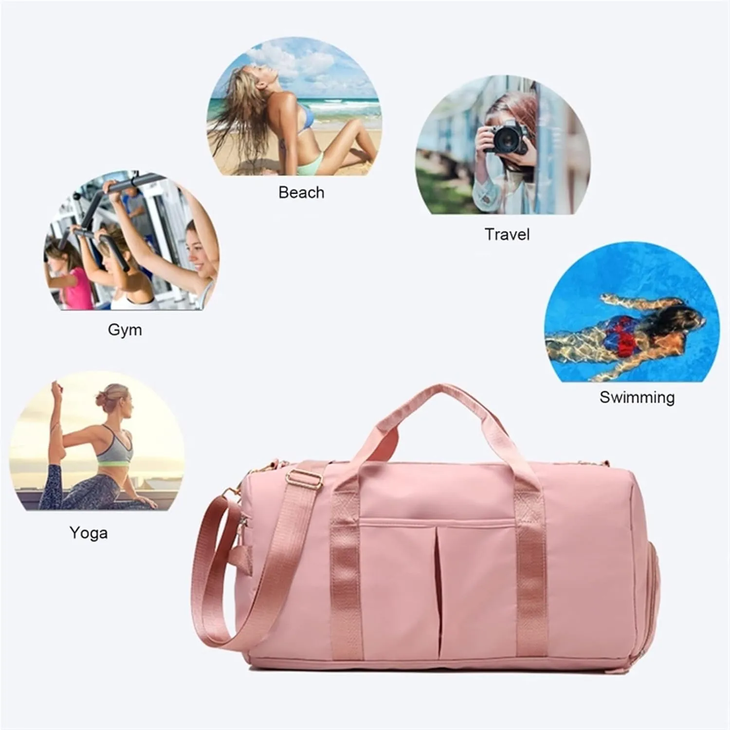 Gym Bag for Women with Shoe Compartment Durable Lightweight Yoga Large Handbag (Blue)