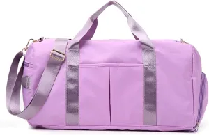 Gym Bag for Women with Shoe Compartment Durable Lightweight Yoga Large Handbag (Purple)