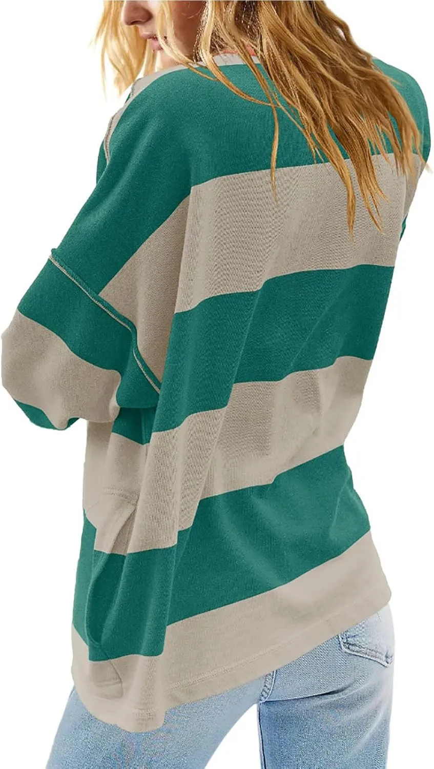 Half Zip Up Sweatshirt Women Trendy Oversized Color Block Drop Shoulder Pullover Tops Loose Long Sleeve Fall Shirts