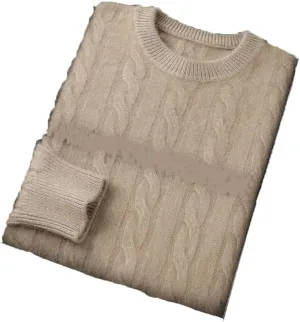 Hamthuit Men's Casual Thick Knitwear Sweater Round Neck Sweater Slim Fit Long Sleeve Sweater