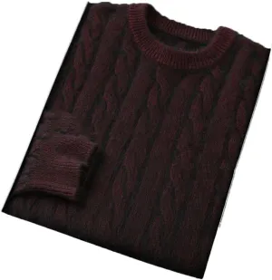Hamthuit Men's Casual Thick Knitwear Sweater Round Neck Sweater Slim Fit Long Sleeve Sweater
