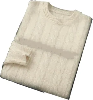 Hamthuit Men's Casual Thick Knitwear Sweater Round Neck Sweater Slim Fit Long Sleeve Sweater