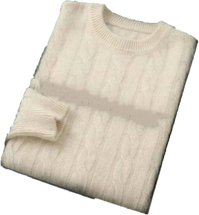 Hamthuit Men's Casual Thick Knitwear Sweater Round Neck Sweater Slim Fit Long Sleeve Sweater