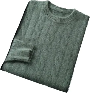 Hamthuit Men's Casual Thick Knitwear Sweater Round Neck Sweater Slim Fit Long Sleeve Sweater