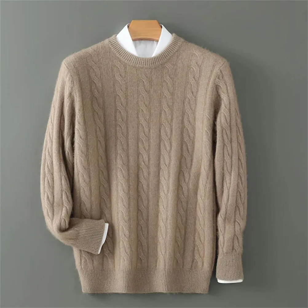 Hamthuit Men's Casual Thick Knitwear Sweater Round Neck Sweater Slim Fit Long Sleeve Sweater