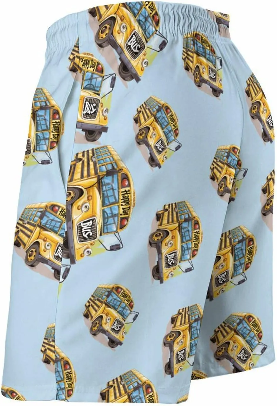 Happy Day School Bus Men's Swim Trunks Quick Dry Board Shorts Breathable Summer Beach Shorts Bathing Suits