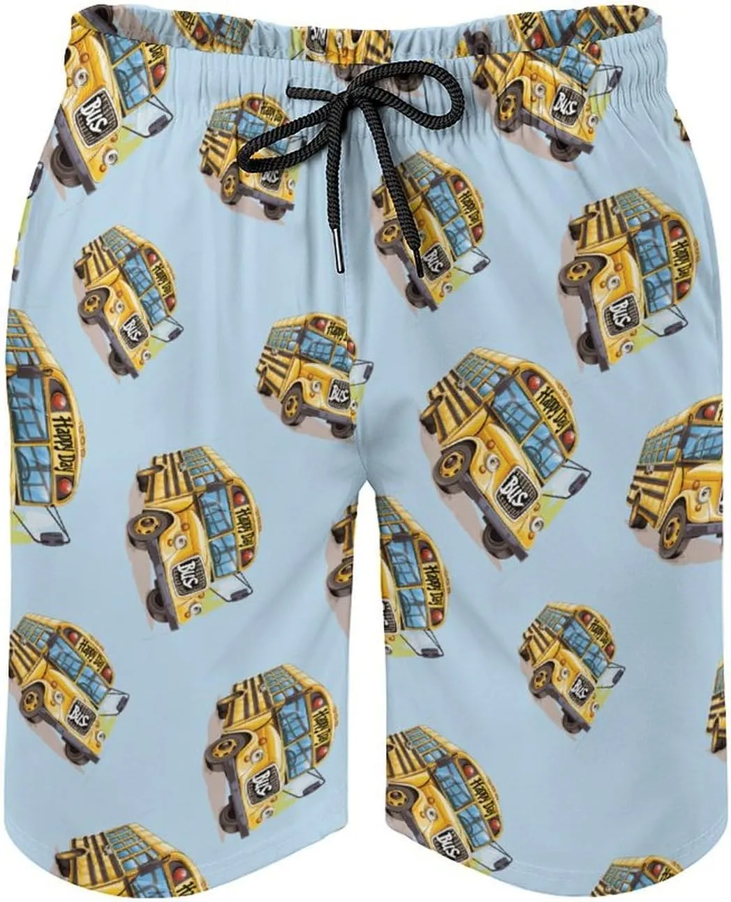 Happy Day School Bus Men's Swim Trunks Quick Dry Board Shorts Breathable Summer Beach Shorts Bathing Suits