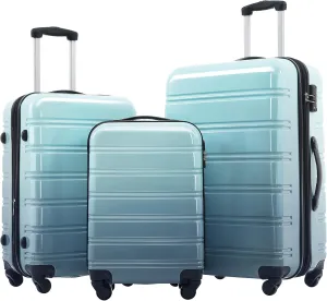 Hardshell Luggage Sets 3 Pcs Spinner Suitcase, 20'', 24'', 28'', Lightweight, TSA Lock (Green)