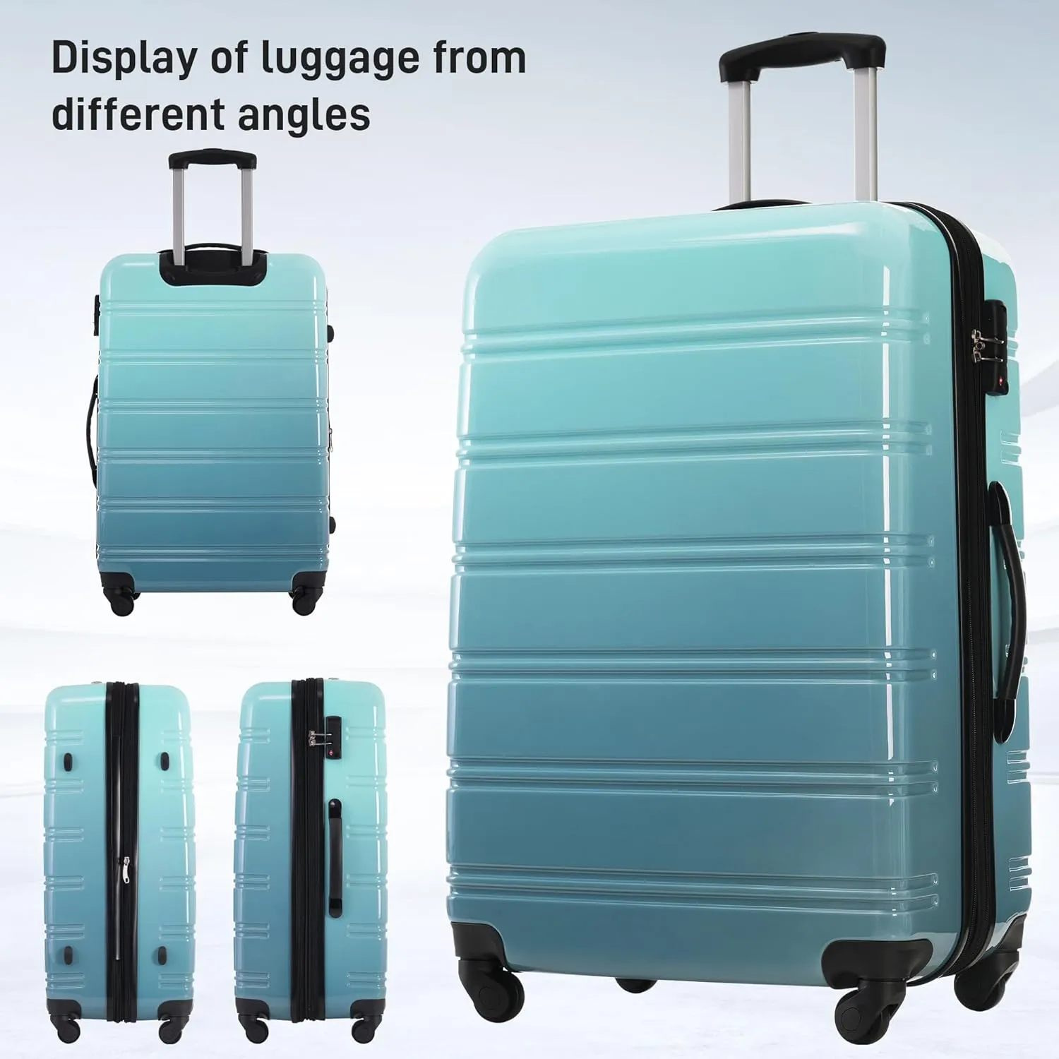 Hardshell Luggage Sets 3 Pcs Spinner Suitcase, 20'', 24'', 28'', Lightweight, TSA Lock (Green)