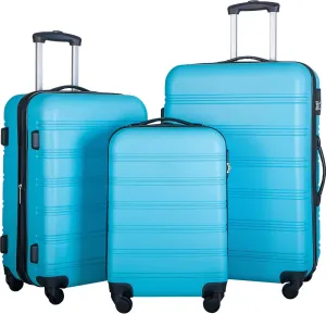 Hardshell Luggage Sets 3 Pcs Spinner Suitcase, 20'', 24'', 28'', Lightweight, TSA Lock (Navy)