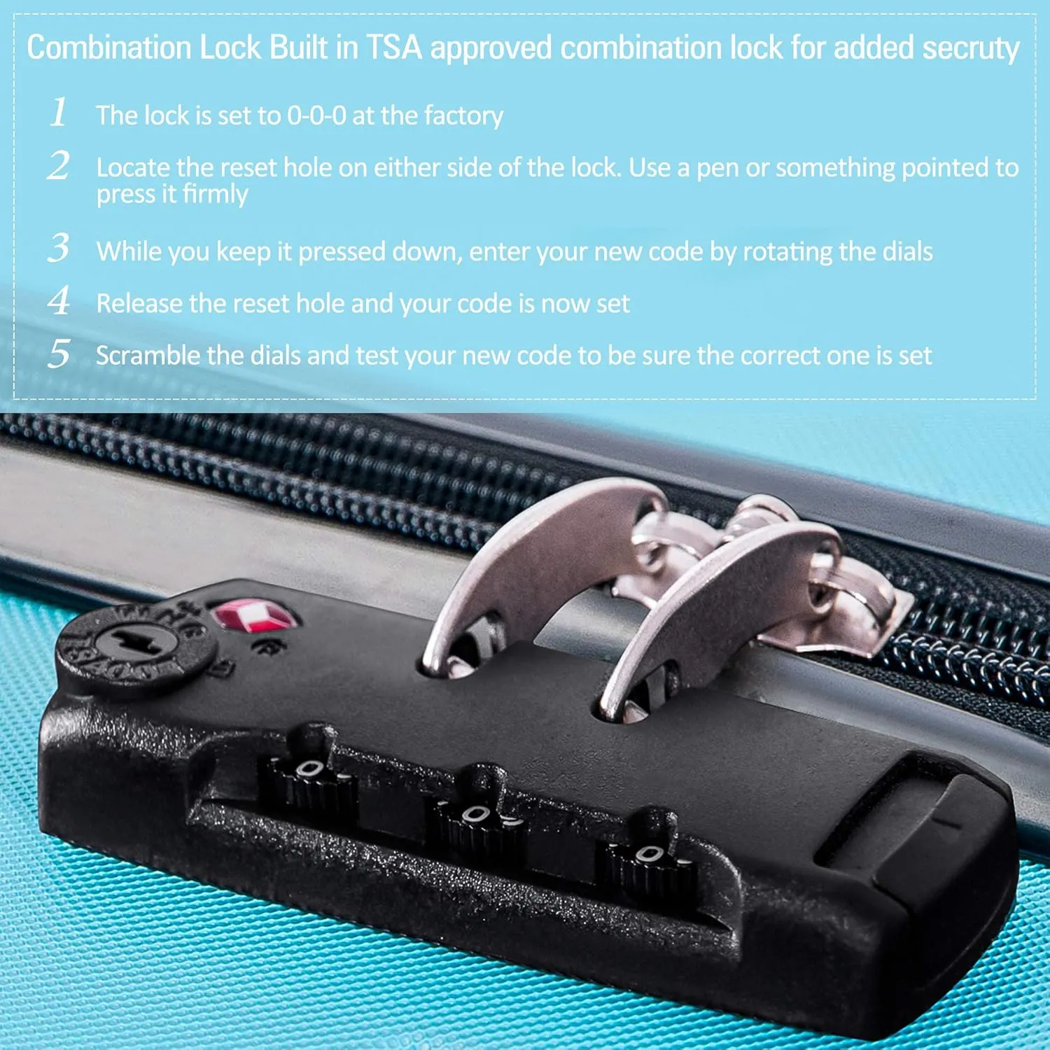 Hardshell Luggage Sets 3 Pcs Spinner Suitcase, 20'', 24'', 28'', Lightweight, TSA Lock (Navy)