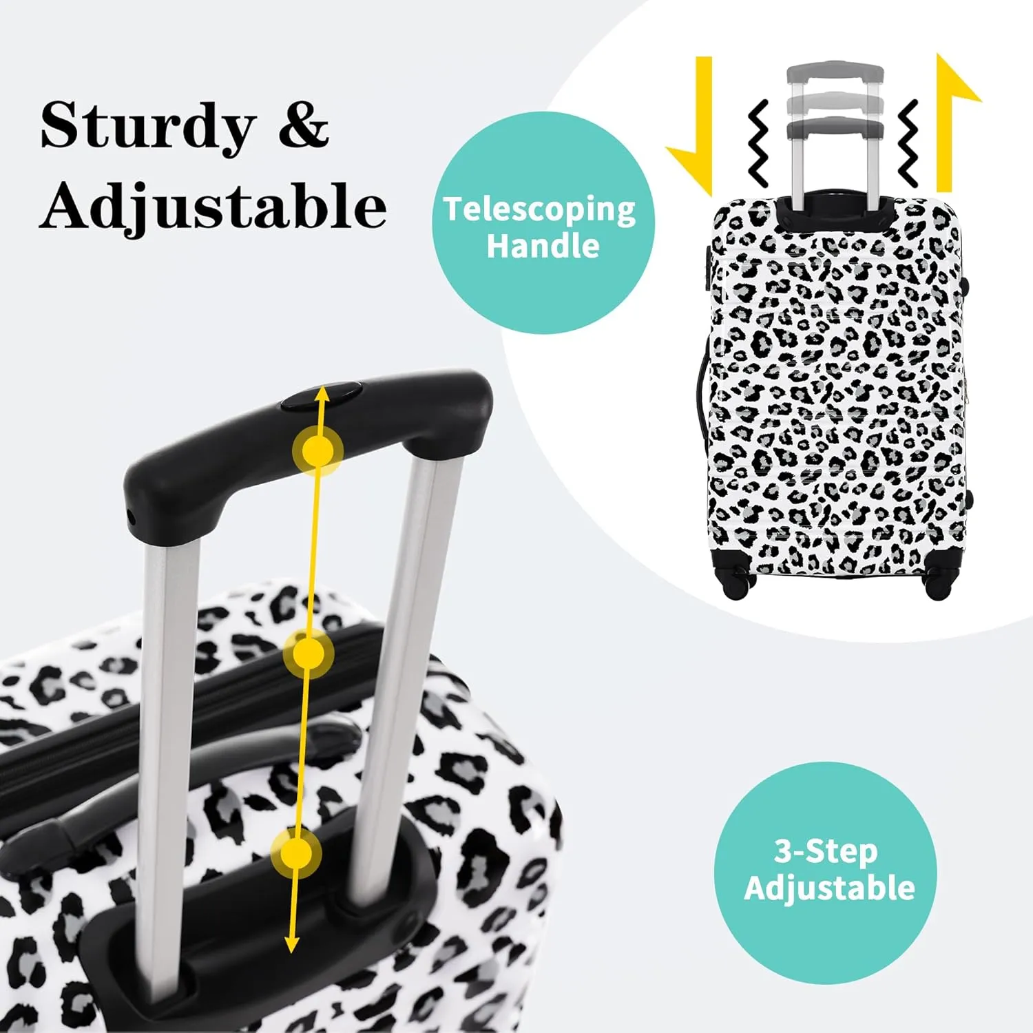 Hardshell Luggage Sets 3 Pcs Spinner Suitcase, 20'', 24'', 28'', Lightweight, TSA Lock (White)