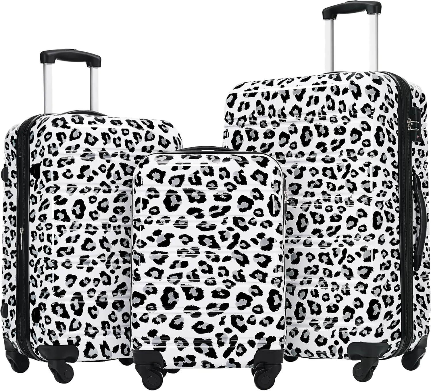 Hardshell Luggage Sets 3 Pcs Spinner Suitcase, 20'', 24'', 28'', Lightweight, TSA Lock (White)