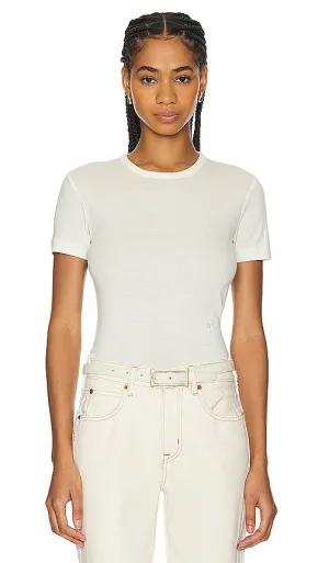 Helmut Lang Rib Tee in Ivory