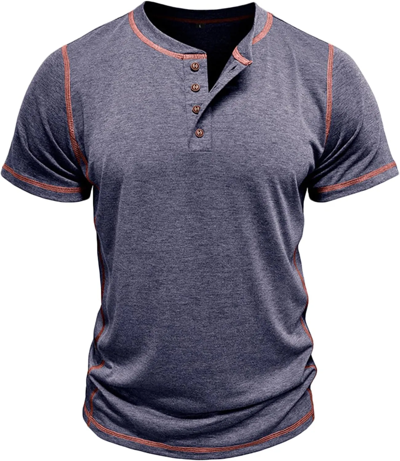 Henley Shirts for Men Short Sleeve Blouse Classic Button Polo Shirts Casual Classic Button Slim Fit Work T-Shirts