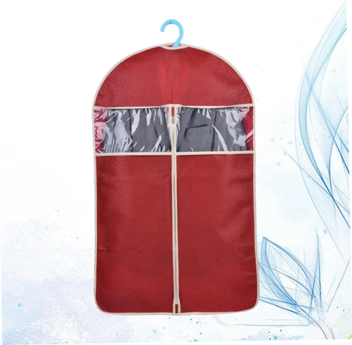 High End Embossing Clothes Cover Bag Dark Red Garment Storage Organizer with Water Resistant Material Self Correcting Zippers for Suits Shirts Coats and More