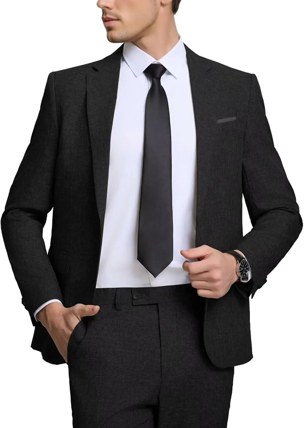 High-End Suits Men's Lightweight Casual Suits Set 2 Piece One Button Blazer Jacket Pants for Wedding Business Prom Homecoming