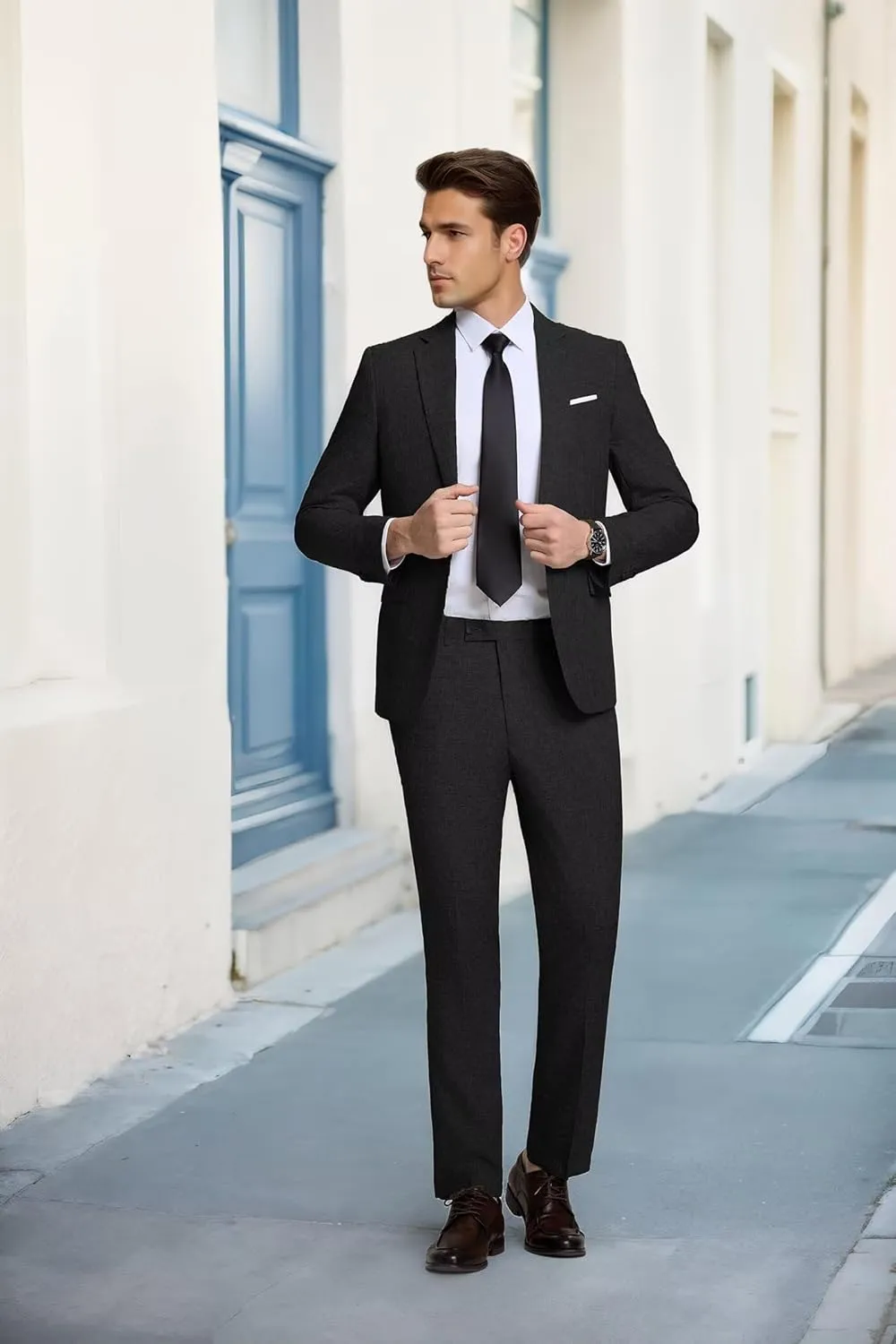 High-End Suits Men's Lightweight Casual Suits Set 2 Piece One Button Blazer Jacket Pants for Wedding Business Prom Homecoming