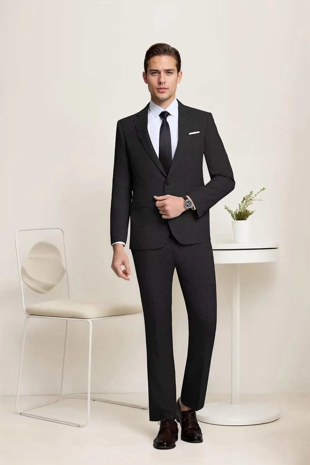 High-End Suits Men's Lightweight Casual Suits Set 2 Piece One Button Blazer Jacket Pants for Wedding Business Prom Homecoming