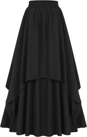 High Low Skirt Women's Retro Gothic Style Skirt Skirt Faux Leather Mini Skirts for Women