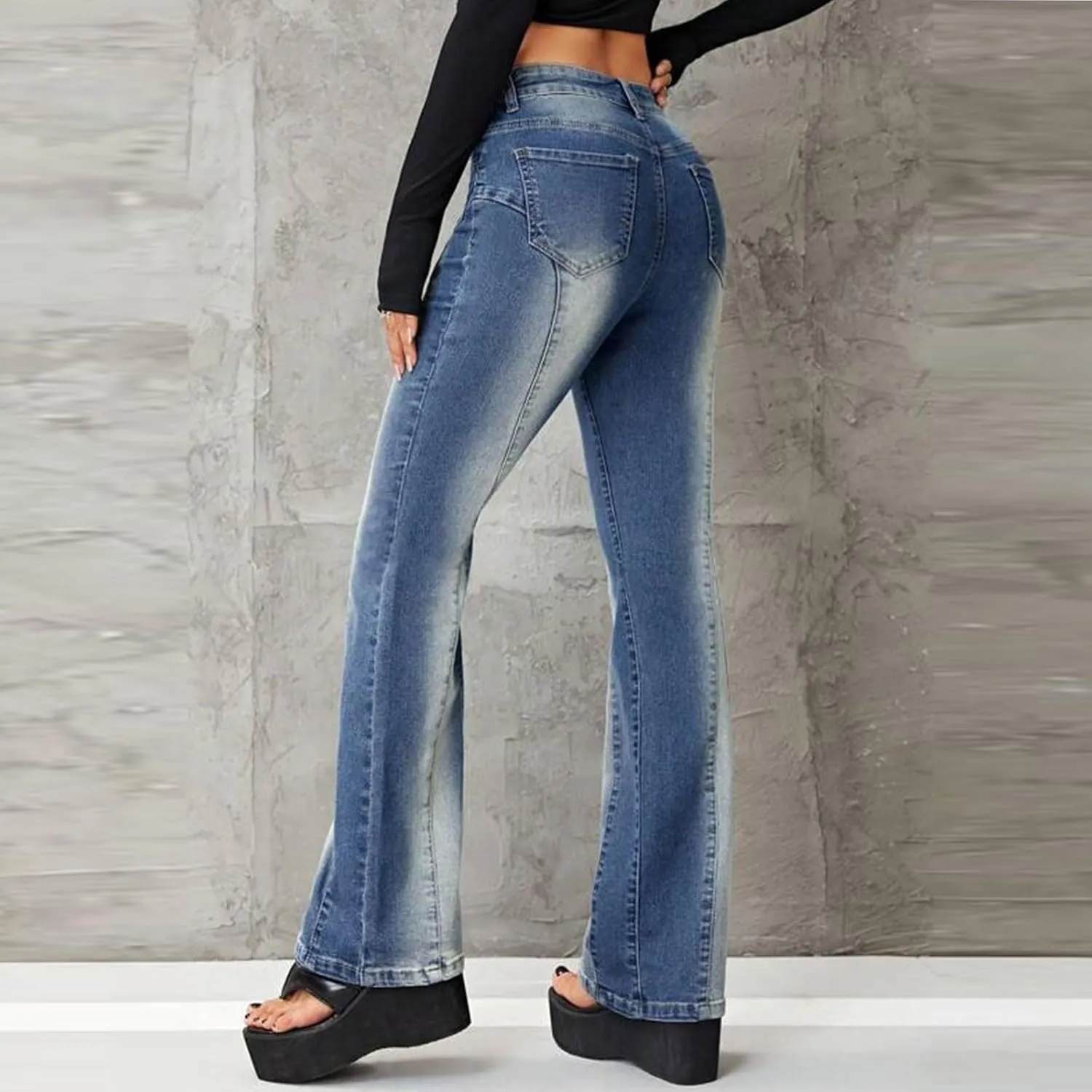 High Waisted Bell Bottom Jeans for Women Flare Jeans for Women Stretch Wide Leg Fashion Bell Bottom Jeans
