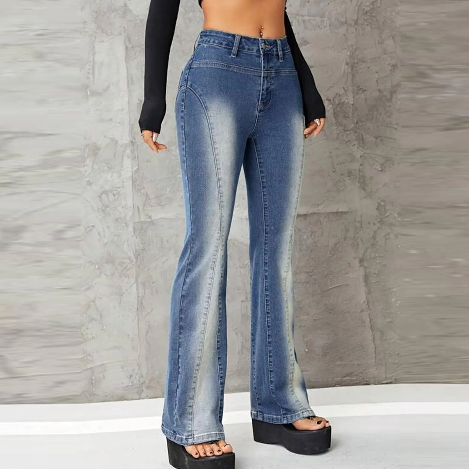 High Waisted Bell Bottom Jeans for Women Flare Jeans for Women Stretch Wide Leg Fashion Bell Bottom Jeans