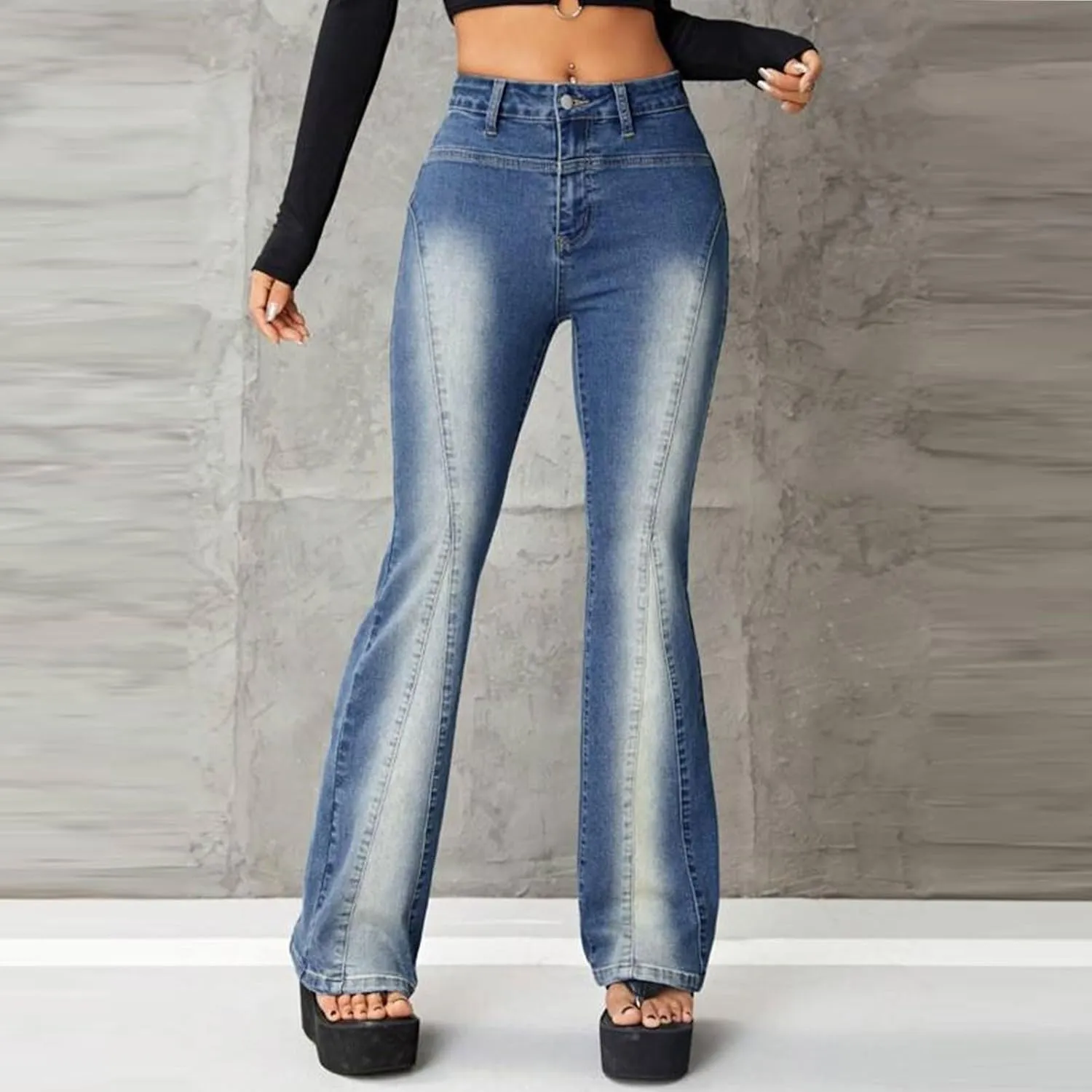 High Waisted Bell Bottom Jeans for Women Flare Jeans for Women Stretch Wide Leg Fashion Bell Bottom Jeans