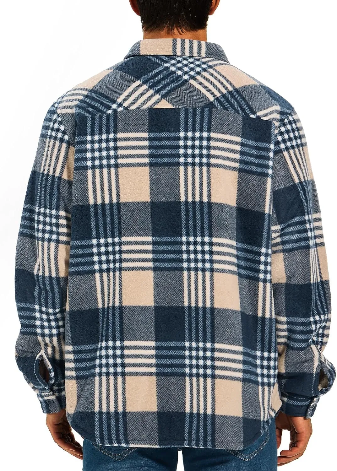 HODOSPORTS Plaid Heavyweight Mens Flannel Jacket Sherpa Lined Thick Fleece Flannel Shirts Long Sleeve Bottom Down