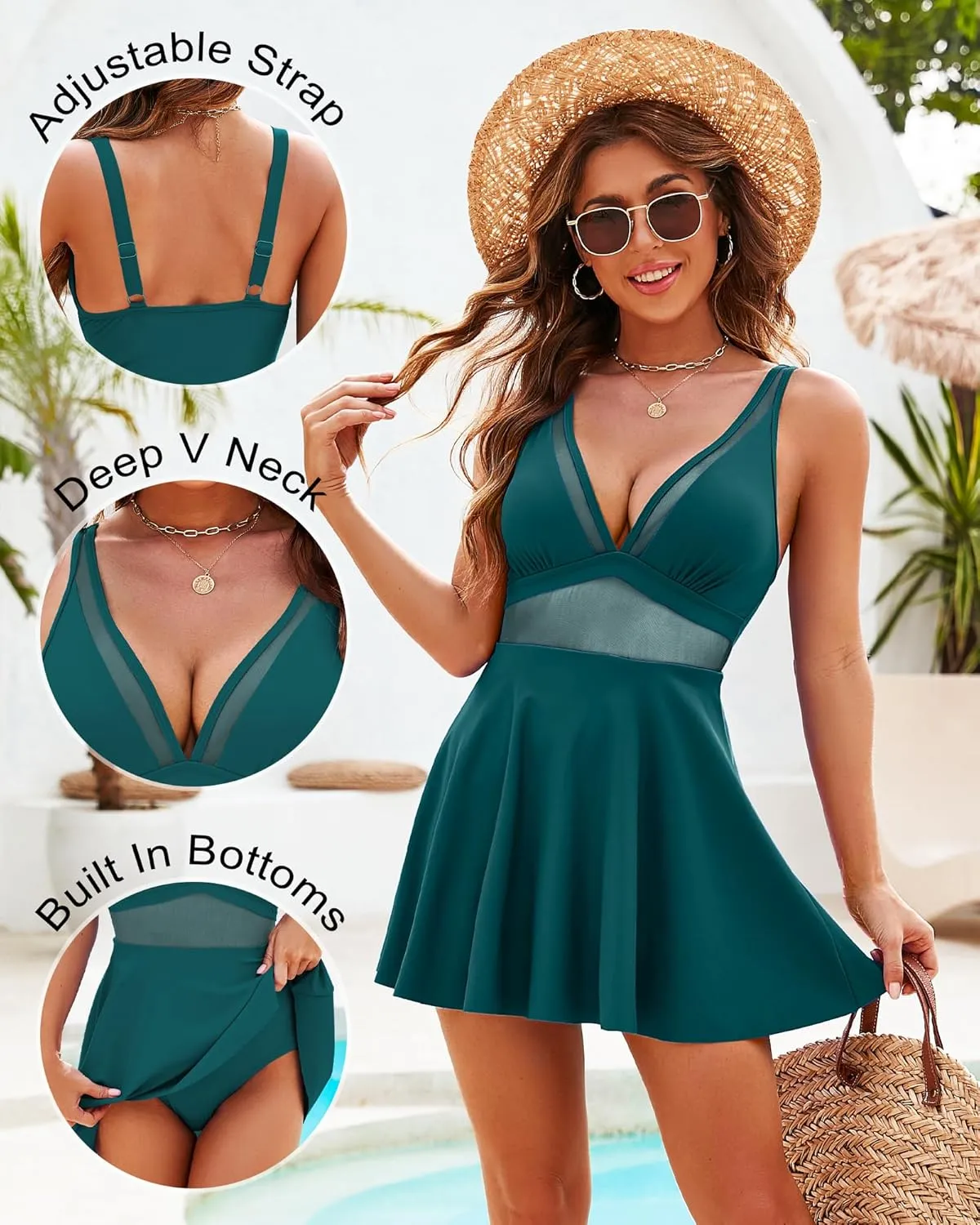 Honlyps One Piece Swimsuit Women Tummy Control Bathing Suit Skirt Modest Swim Suits Full Coverage Swim Dress Tankini 2025