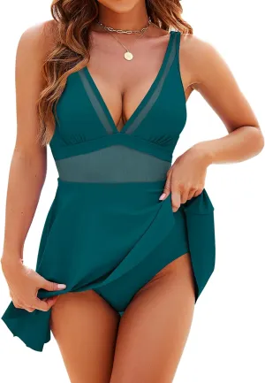 Honlyps One Piece Swimsuit Women Tummy Control Bathing Suit Skirt Modest Swim Suits Full Coverage Swim Dress Tankini 2025