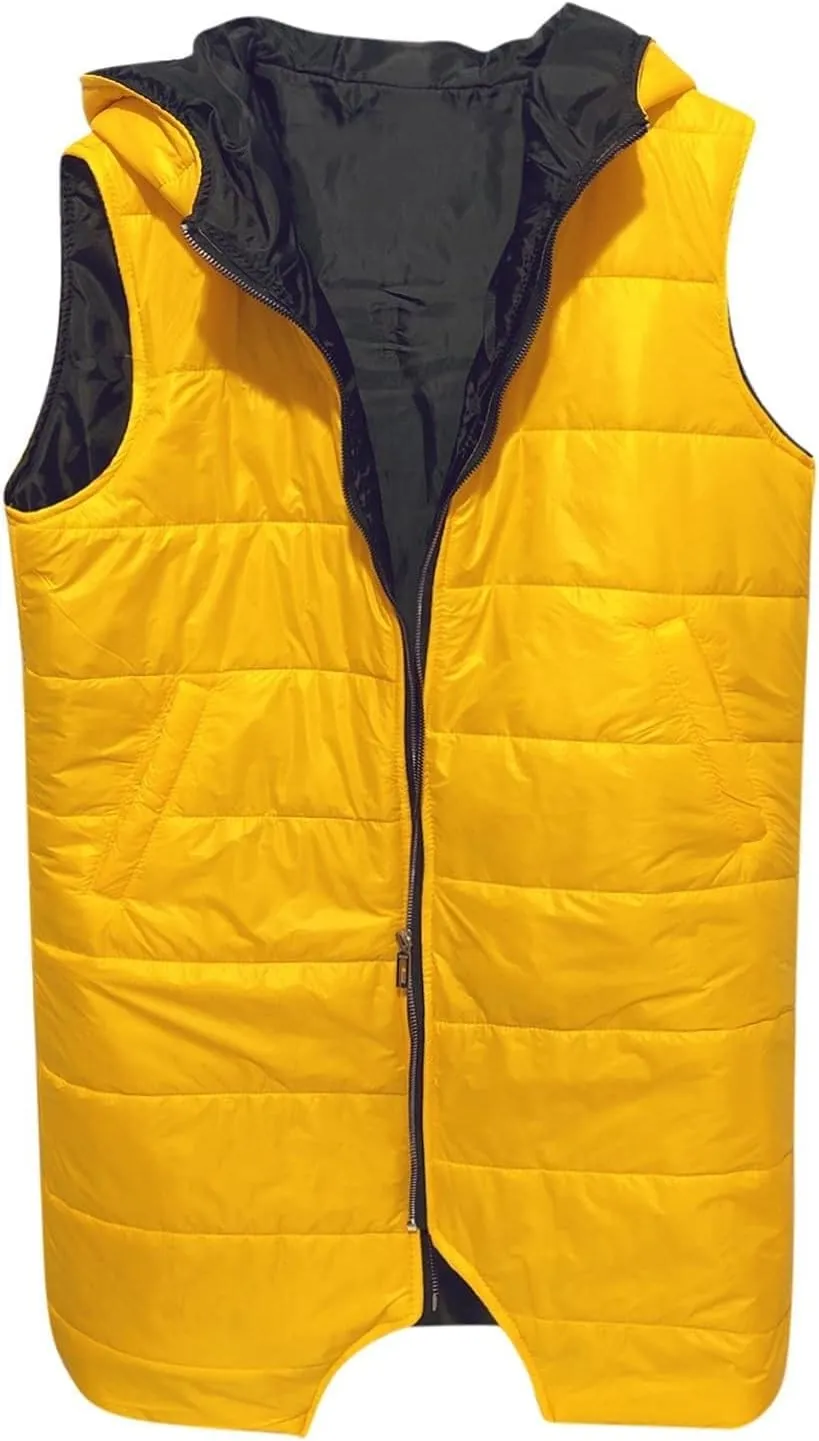 Hooded Puffer Vest For Women Down Jacket Coat Casual Fashion Winter Cotton Padded Long Waistcoat