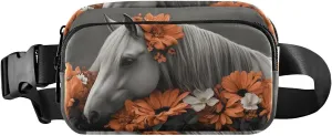 Horse Floral Fanny Pack Water Resistant, Women Men Waist Pack Sling Bag Purse for Travel Hiking