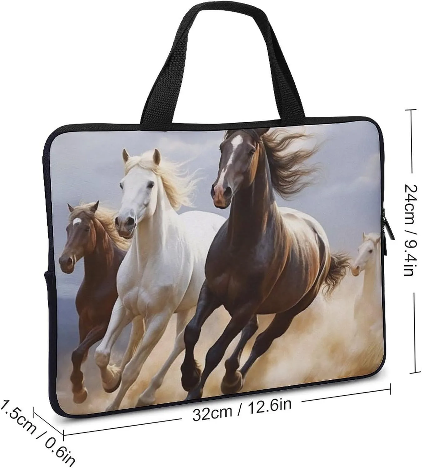 Horses Running Art Laptop Bag Durable Laptop Sleeve Water-Resistant Notebook Bag for Computer Or Tablet