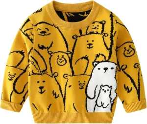 HUAER& Baby Boys Girls Knit Sweater Unisex Cotton Cartoon Animal Pullover Sweatshirt