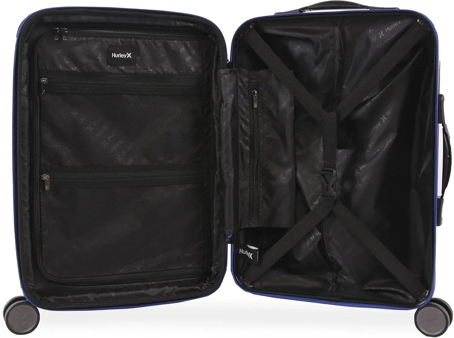 Hurley Suki Hardside Spinner Luggage, Black/Blue, 21" Carry On