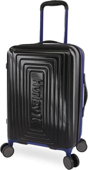 Hurley Suki Hardside Spinner Luggage, Black/Blue, 21" Carry On