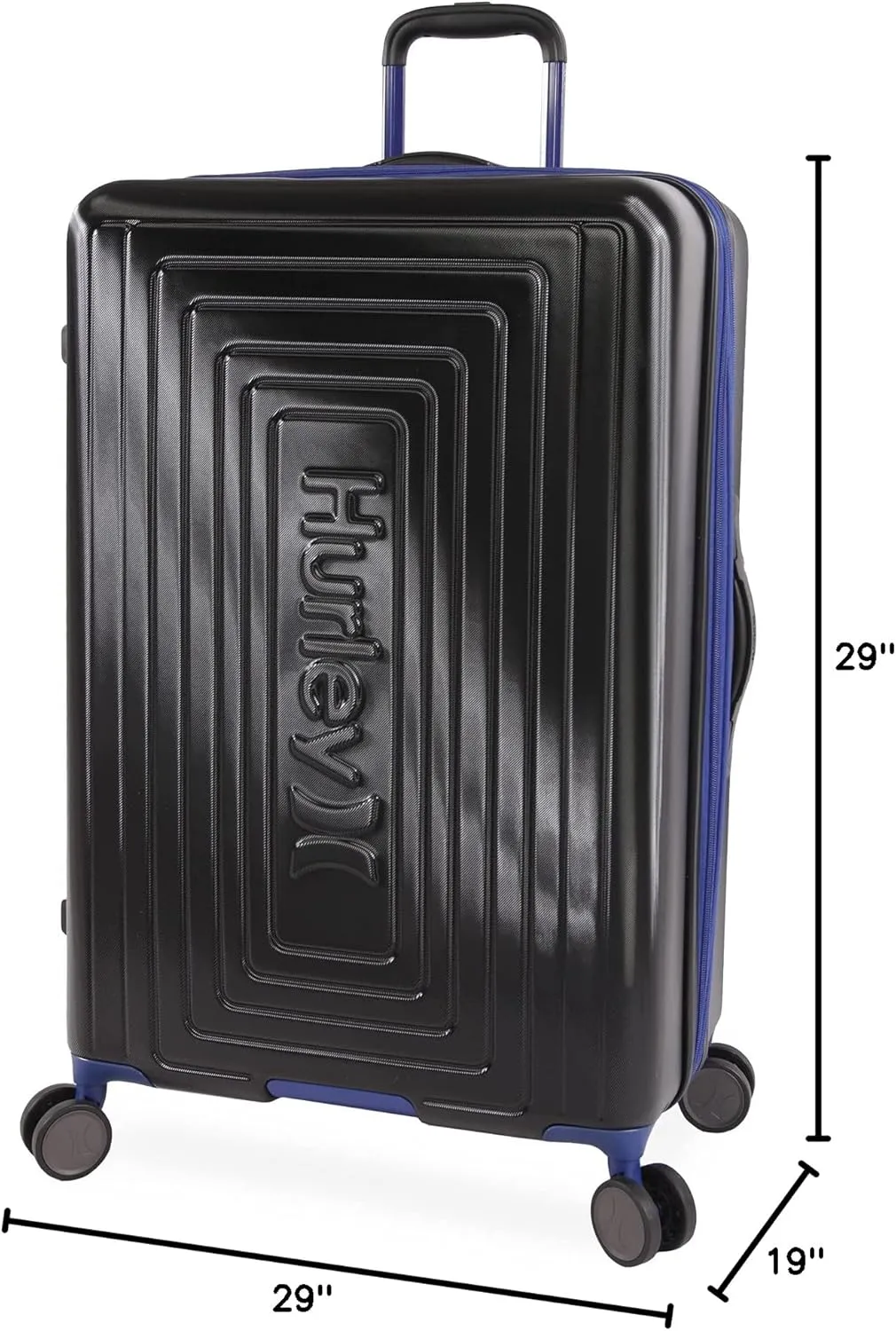 Hurley Suki Hardside Spinner Luggage, Black/Blue, 29" Check in