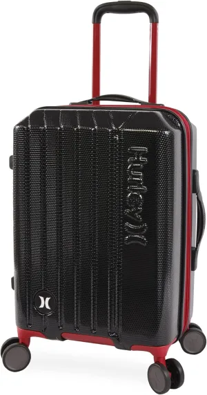 Hurley Swiper Hardside Spinner Luggage, Black/Red, Carry-On 21-Inch