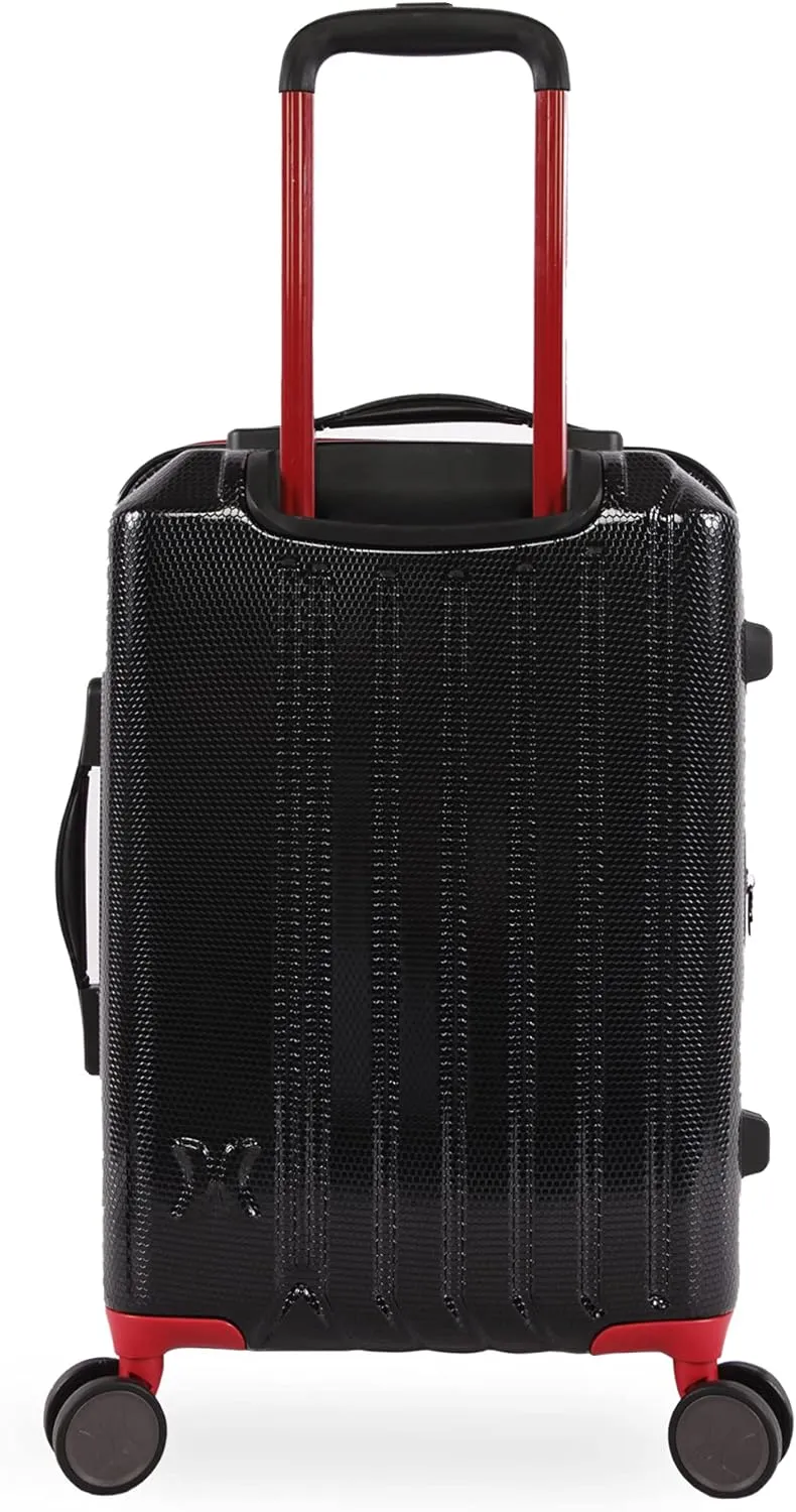 Hurley Swiper Hardside Spinner Luggage, Black/Red, Carry-On 21-Inch