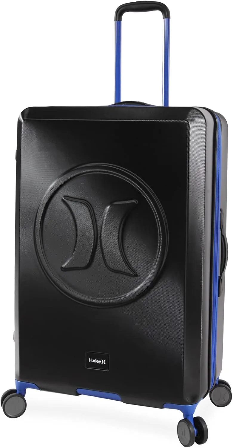 Hurley Wave Hardside Spinner Luggage, Black/Blue, Check in