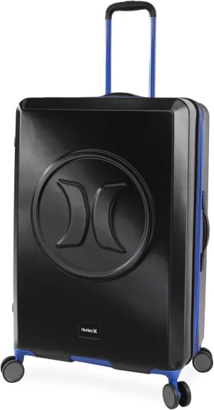 Hurley Wave Hardside Spinner Luggage, Black/Blue, Check in