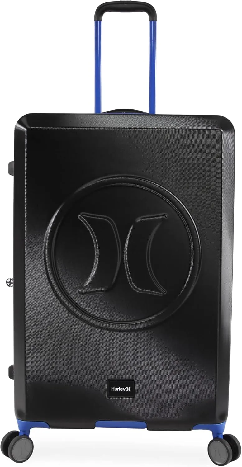 Hurley Wave Hardside Spinner Luggage, Black/Blue, Check in