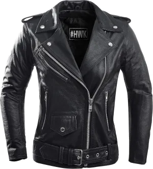 HWK Brando Leather Motorcycle Jacket for Women, Genuine Leather Jacket for Weather & Water Resistant Motorbike Riding