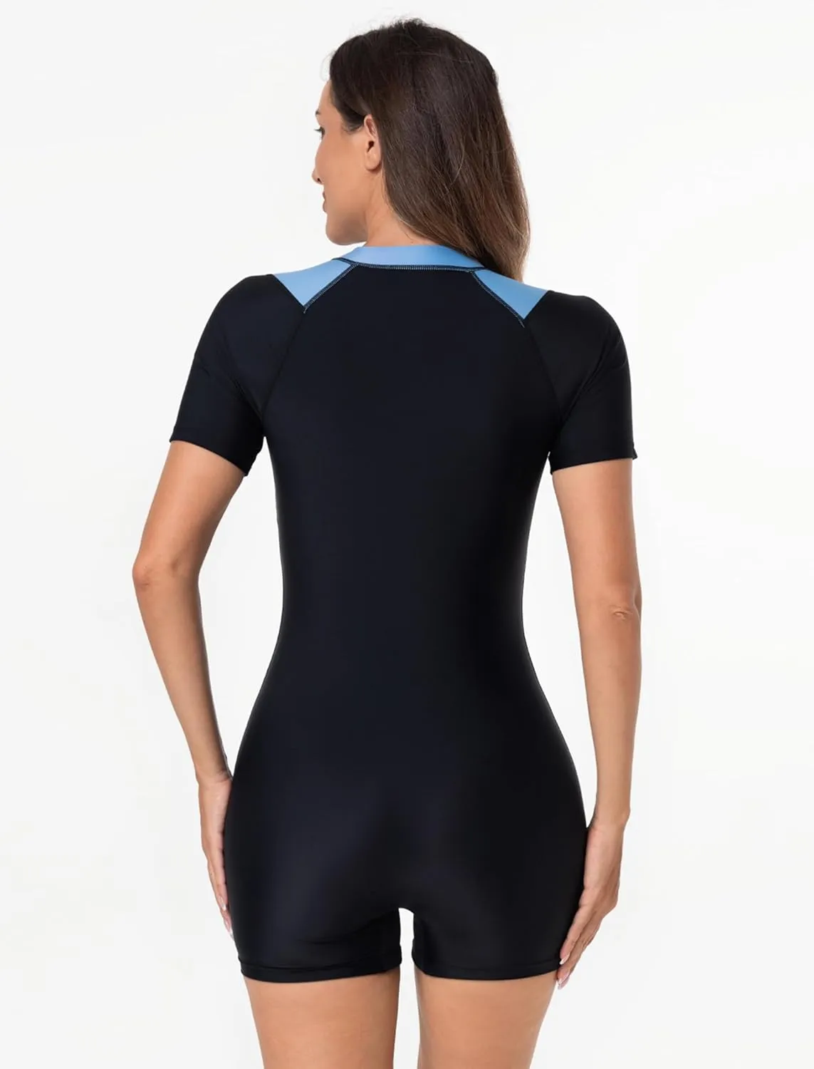 IDOPIP Women Rash Guard One Piece Swimsuit Bathing Suit Short Sleeve Zipper Rashguard UPF 50 Sun Protection Modest Swimwear