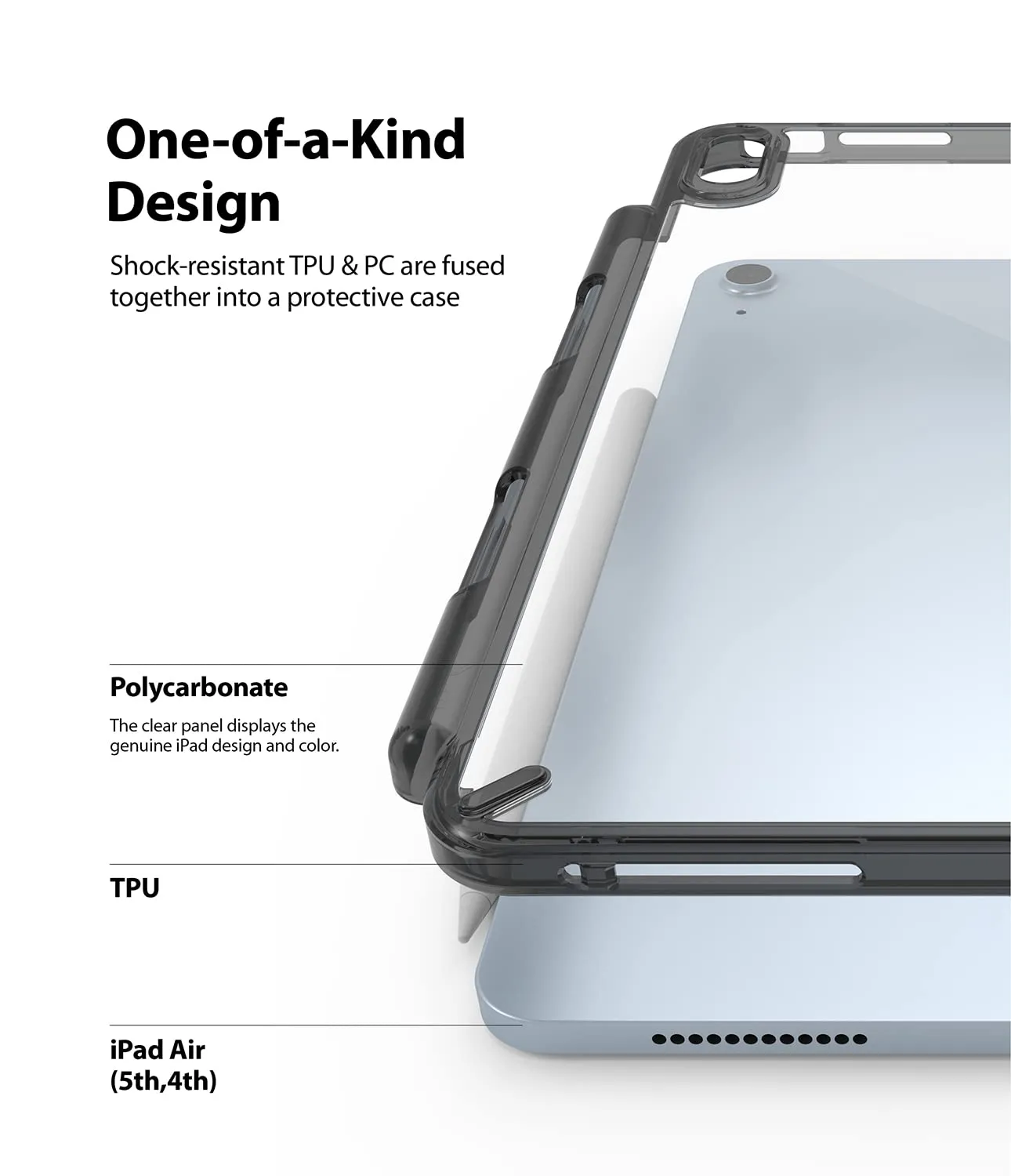iPad Air 5 / iPad Air 4 10.9" Back Cover Case | Fusion - Smoke Black