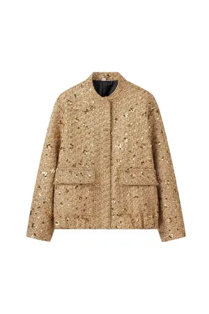 'Isabella' Minimalist Long-Sleeve Sequin Jacket