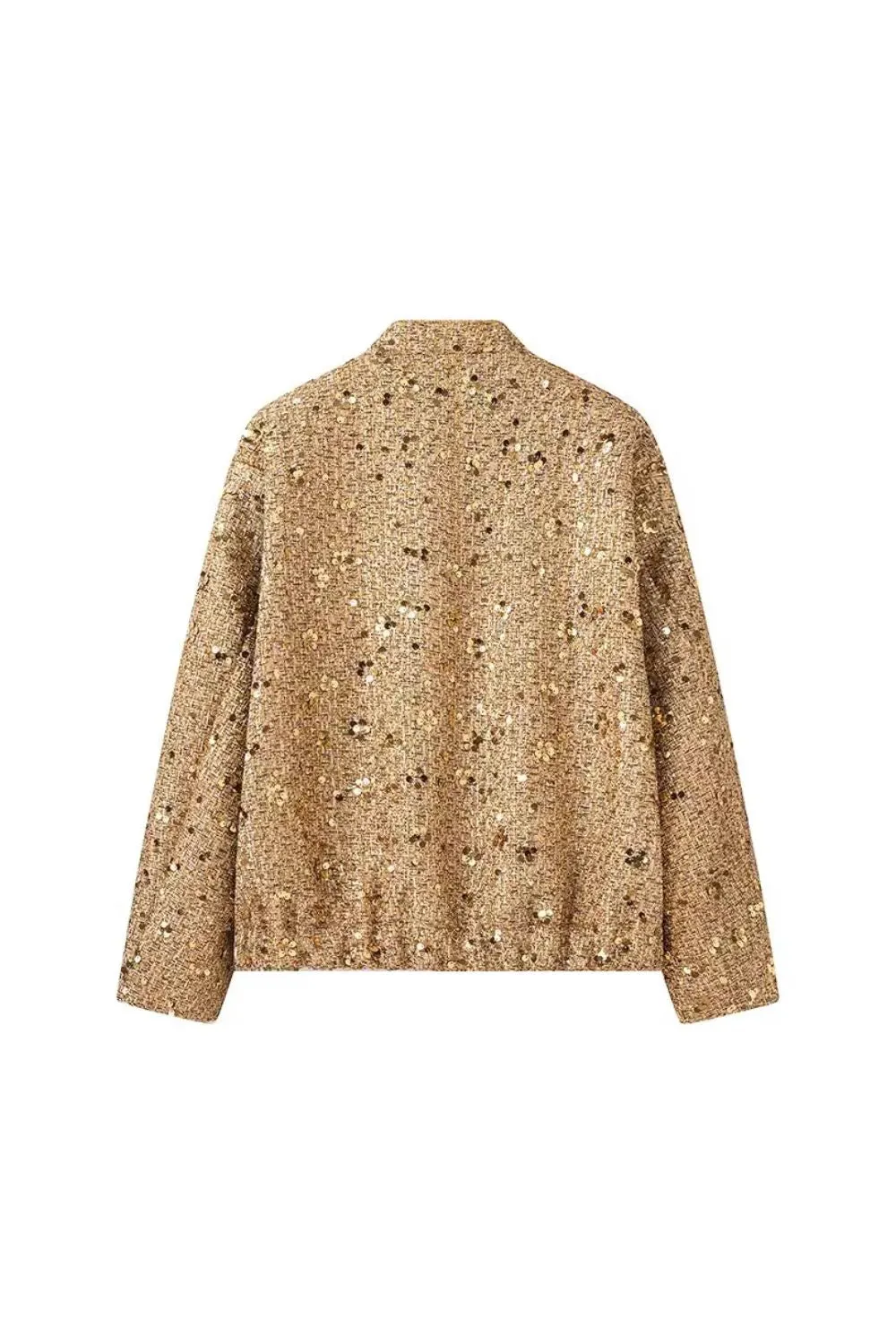 'Isabella' Minimalist Long-Sleeve Sequin Jacket