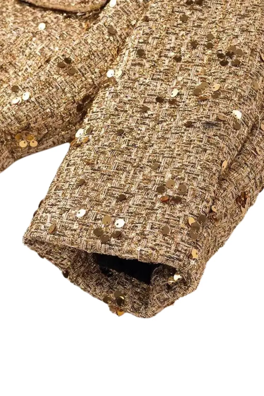 'Isabella' Minimalist Long-Sleeve Sequin Jacket